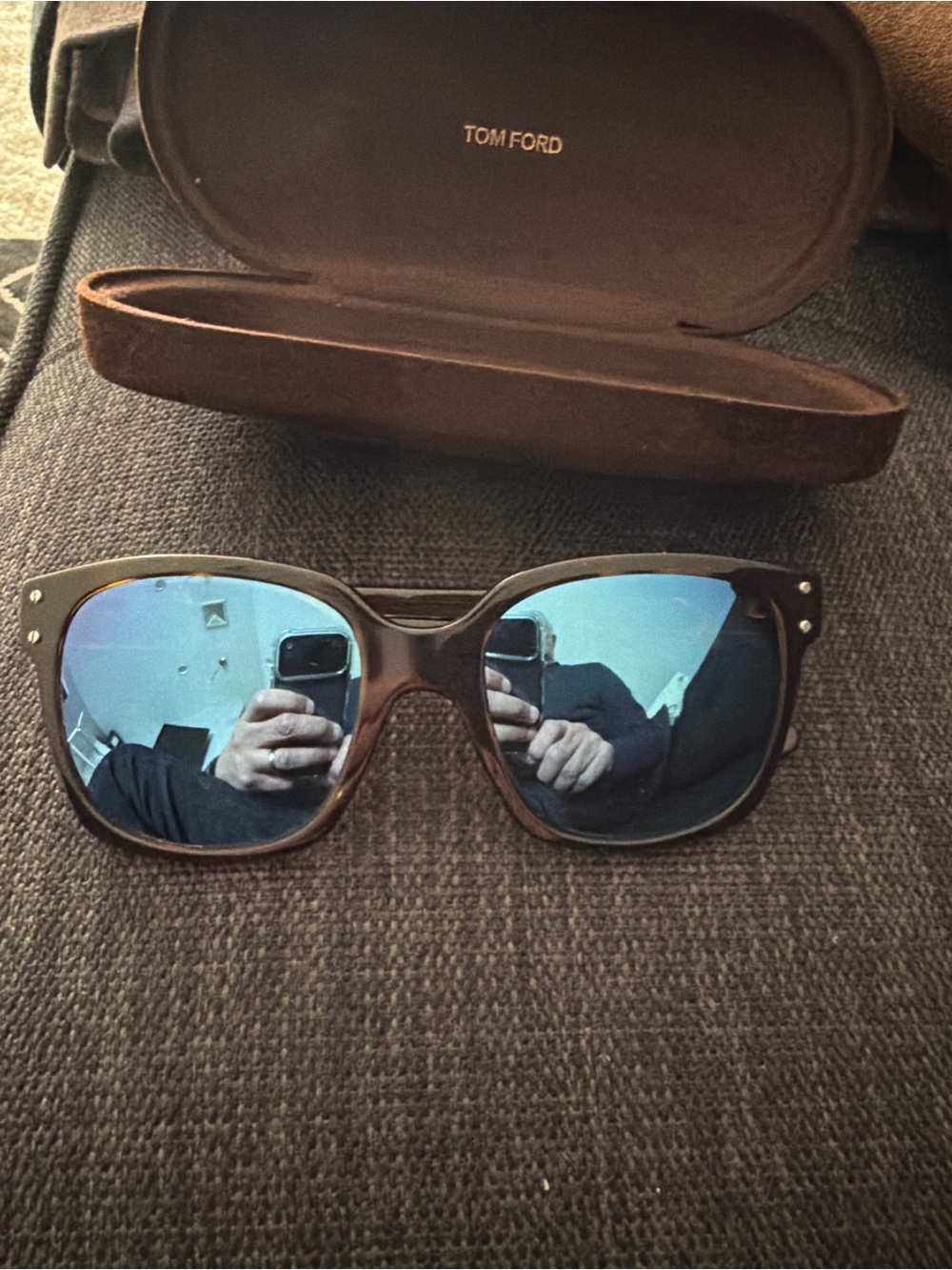 Tom Ford Brown Frame Sunglasses with Blue Mirrored Lenses
